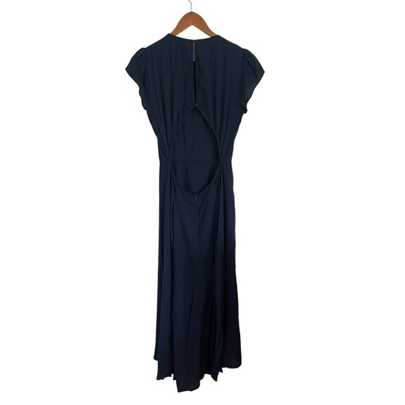 REFORMATION Navy Cap Sleeve High Slit Gavin Midi Dress - Picture 3 of 9